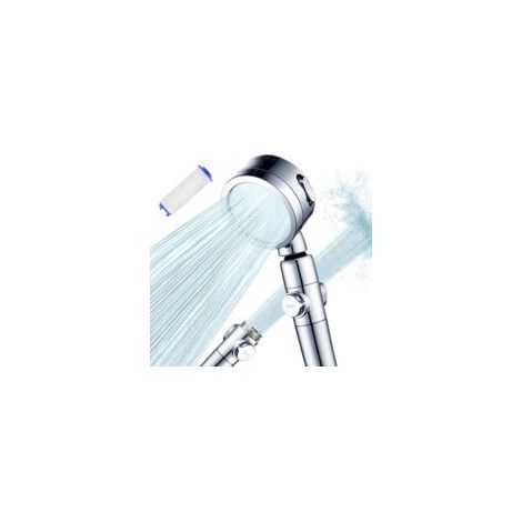 Remitery – Cabezal de ducha de alta presión – Cabezal de ducha ajustable de 3 modos – Cierre de agua mediante botón pulsador – Mayor presión para bajo caudal – Fácil instalación – Crezuo