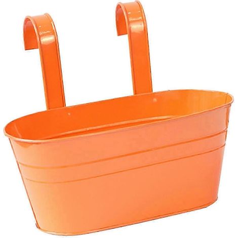 Hängender Pflanzkübel aus Eisen, ovaler Blumentopf, dekorative Blumenhalterung für Fenster, Garten, Terrasse und Büro-Orange