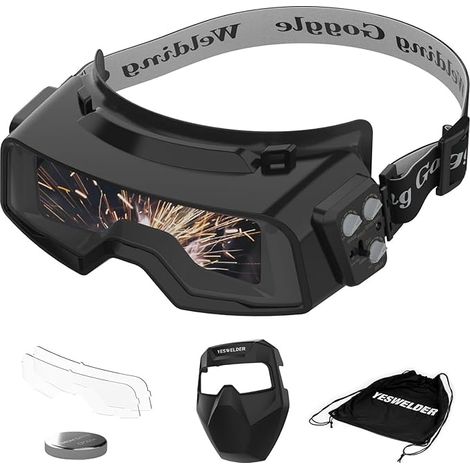 Gafas de soldadura YESWELDER True Color con tonalidad variable, visión amplia 1/1/1/1, rango de tonalidad 4/5-9/9-13 con esmerilado, máscara de soldador para TIG, MIG y corte por arco. (1/5)