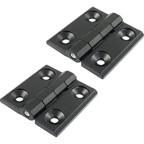 Bisagras de cojinete de bolas a tope de 2 piezas, bisagras negras, perfil de aluminio, tamaño de metal: 60 x 60 x 6 mm, duraderas, flexibles, para puertas interiores y exteriores de gabinetes. (1/5)