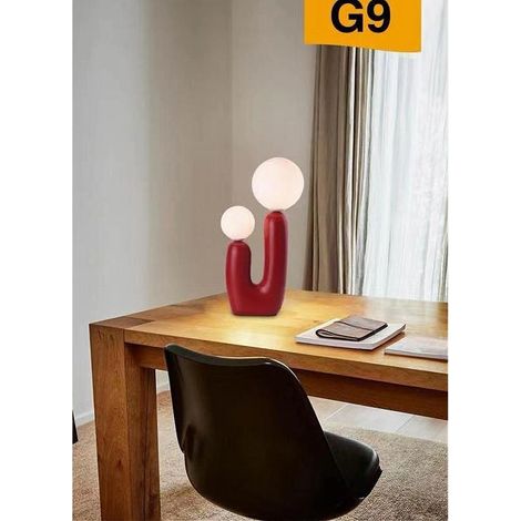 TrAdE Shop Traesio - Lampada Led Da Tavolo Lume Alien Attacco 2xg9 Max 60w Ip20 Varie Colorazioni D14 - Rosso (1/3)