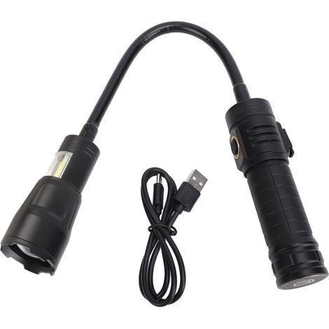 Torcia flessibile, zoomabile, ad alta luminosità, lampada da lavoro con base magnetica, luce laterale COB per riparazioni auto, lettura, campeggio. (1/4)