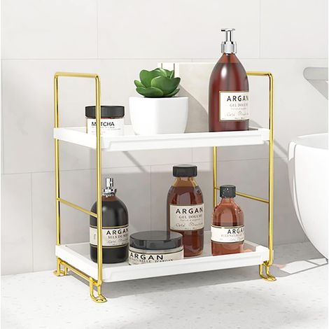 Organisateur d'étagère de maquillage à 2 niveaux, étagère à épices de cuisine ou organisateur de comptoir de salle de bain (1/5)