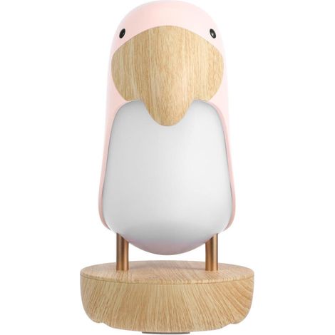 Lampe de chevet LED en bois ornée d’un oiseau, réglable USB, rose – idéale pour chambre étudiante, salon ou dortoir, éclairage d’ambiance pour lecture ou fête – ACKERMAN (1/5)