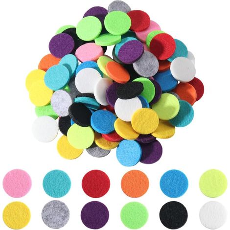 96 paquet de 12 tampons de Couleur Tampons Ronds pour Diffuseur 0.89 pouces Recharge de Parfum Assortie Colorée Médaillon Accessoires en Fibre pour (1/5)