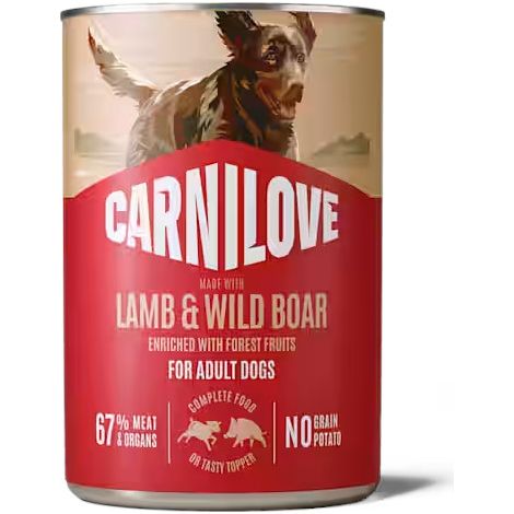 Carnilove Comida húmeda enlatada para perros adultos, paté de cordero y jabalí, 400 g (1/5)