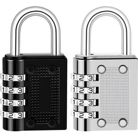 Cadenas Code 4 Chiffres - Alliage De Zinc - Pour Valise Casier Gym College Avion - Lot De 2 (1/4)