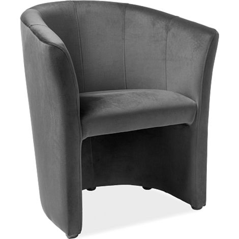 Fauteuil cabriolet confort velours gris foncé Tisso (1/4)