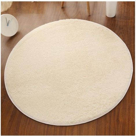 1 tapis en peluche rond, moelleux et super doux, tapis de sol beige, 60 cm, pour salon ou chambre