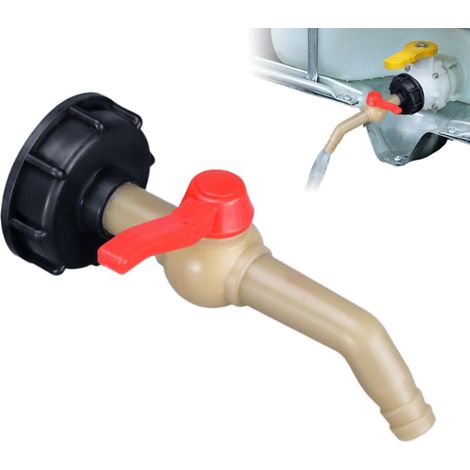 Vanne pour IBC — Raccord adaptateur à robinet à boisseau réducteur 1/2", Adaptateur d'extension avec bec verseur, Vanne de vidange en plastique