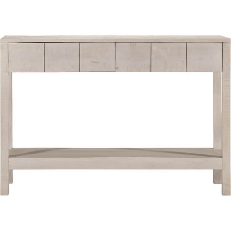 Table console，Table d'appoint，Bout de canapé，Meuble d'entrée blanc 110x35x75 cm bois de manguier solide