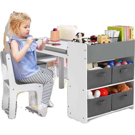 Table d'art pour enfants, Taille de la table 56 x 80 cm, Poids 22,2 kg, Capacité de rangement 4 boîtes, Charge maximale 100 kg, Assemblage requis (1/5)
