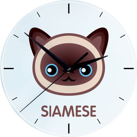 Siamés - Reloj de MDF con gráficos e inscripción de Art-Dog (1/4)