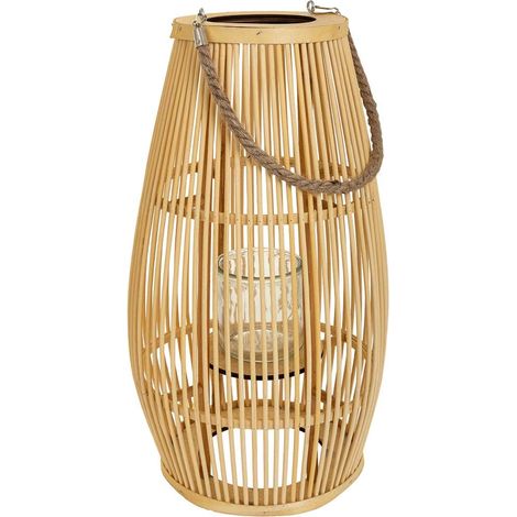 Farol portavelas de bambú marrón d28x51.5 (1/5)