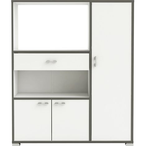 Mueble Auxiliar Cocina con Almacenaje Blanco y gris 90x107x40 cm (1/5)