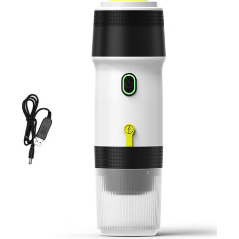 Ortviai Machine à Café Portable 3-en-1 Sans Fil pour Voiture et Maison, Compatible Capsules & Café Moulu, 15 bars, 120 ml, Blanc (1/5)