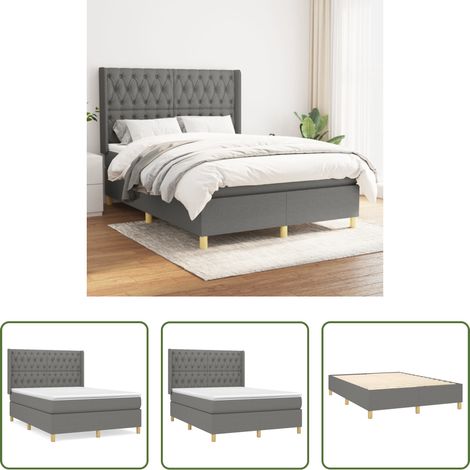 Matelas à ressorts ensachés - Sommier à lattes de lit avec matelas Gris foncé 140x190cm Tissu (1/5)