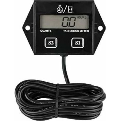 Compteur Horaire de Tachymètre Numérique LCD,Intervalle d'entretien Programmable et Réinitialisable,Surface étanche,Utilisation pour Le Générateur de Tracteur de Tondeuse à Gazon (1/4)