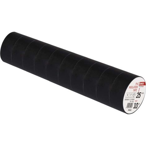 EMOS PVC-Isolierband Schwarz 10er Pack, 25mmx10m, 0,13mm Bandstärke, selbstklebend, UV-beständig, wasserdichte Verbindung, F62512 (1/5)