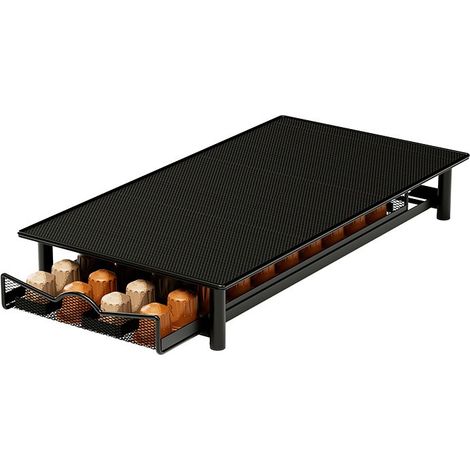 Boîte de rangement pour capsules, organiseur de dosettes de café type tiroir, métal noir (peut contenir 40 capsules Nespresso)