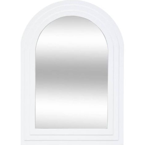 Atmosphera – Miroir mural en bois 55cm blanc – Forme arrondie – Finition élégante – Installation murale facile – MDF et verre (1/3)