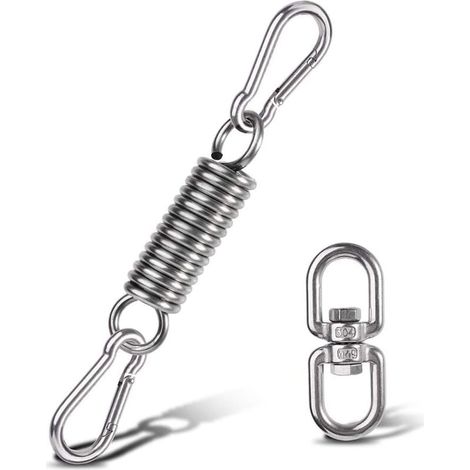 Kit de suspension pour hamac Ulisem, ressort pour chaise hamac avec mousquetons et anneau pivotant, accessoires pour chaise hamac, pour chaises de porche, balançoires suspendues, crochets de suspensio (1/4)