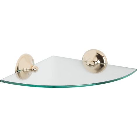 Croydex Flexi-Fix Glass Corner Bathroom Shelf with Gold Hinges - Grosvenor (1/5)