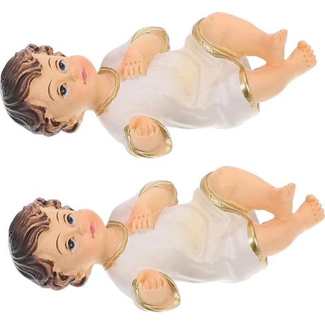 2 Pièces Figurines de Noël Résine de Statuettes pour Décoration Religieuse Sculptures Détaillées et Résistantes Mantel Table (1/5)