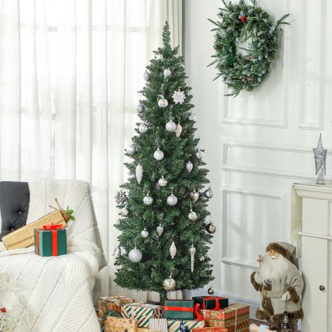 Künstlicher Weihnachtsbaum, 180 cm, schlank, mit faltbarem Stahlständer, 479 Zweige, Grün (1/5)