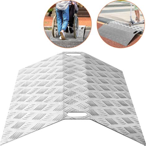 TolleTour Türschwellenrampe aus Aluminium 60 cm Länge, Rollstuhlrampe Schwellenbrücke Tragbare, Brückenrampe Tragfähigkeit 270 kg mit Griffe