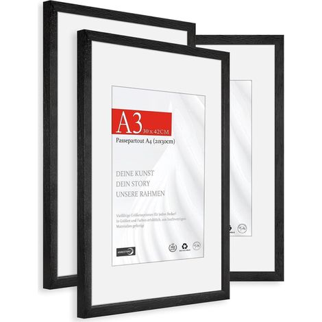 Bilderrahmen A3 Passepartout A4 Holz Schwarz A3(29,7x42cm) 3x (1/5)