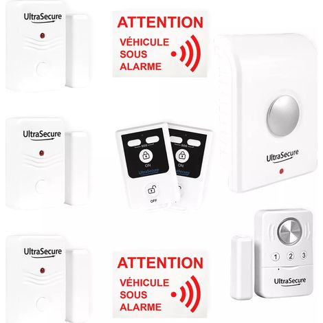 Kit alarme camping-car autonome sans-fil CONFORT 2 - 3 Détecteurs d'ouverture + sirène + 2 télécommandes (gamme BT)