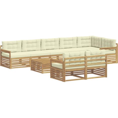 Outdoor Sofa Set with Cushion 9 pcs White and Cream Polyester vidaXL (1/5)