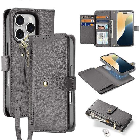 Étui magnétique en cuir de vachette DUX DUCIS Lawa Series pour iPhone 16 Pro Max, coque détachable multicolore (1/5)