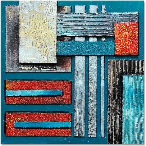 Tableau bois 62 abstraction - 80 x 80 cm (1/4)