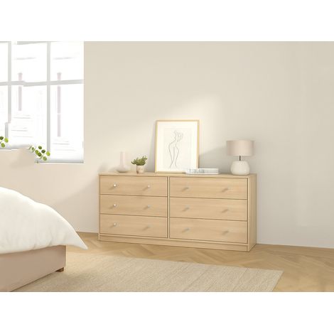 Dmora - Kommode Janine, Wohnzimmerbuffet, Wohnzimmer-Sideboard, Moderne Küchen-Speisekammer, 143x30 h68 cm, Eiche (1/5)