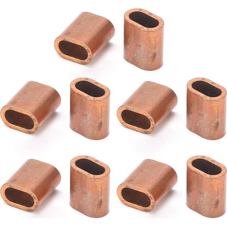 Lot de 20 douilles de câble M3 en cuivre ovale, kit de serrage pour corde, pinces de fixation assorties (1/5)
