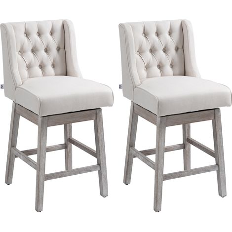 HOMCOM juego de 2 taburetes de bar con respaldo taburetes altos de cocina giratorios 180° para salón comedor 46x57x101 cm beige