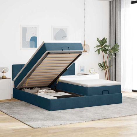 Ottoman-Bett mit Matratzen Dunkelblau 180x200 cm Samt (1/5)