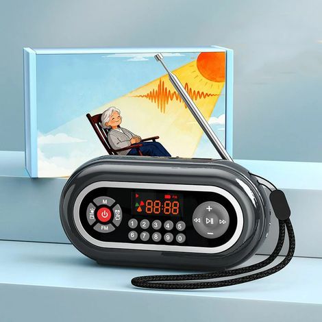 Mini radio à écran LED, radio FM de poche portable, enceinte Bluetooth rechargeable, lecteur de musique sans fil, carte TF, USB, lecture au casque (1/5)