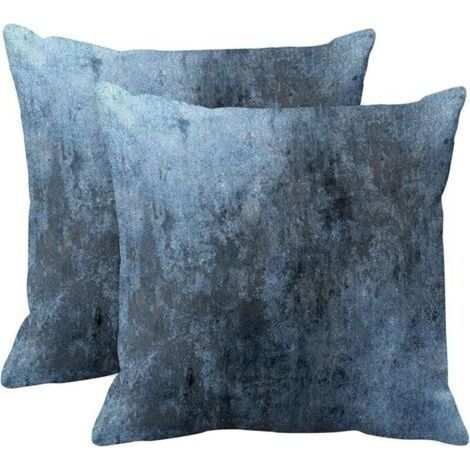 Set of 2 Blue Decorative Cushion Covers, Modern and Retro Design, Square Pillowcase 45.7x45.7 cm (1/5)
