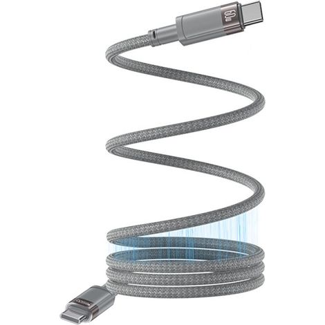 Cavo magnetico di ricarica rapida da USB-C a USB-C Yesido PD 60W, 1 m - Grigio