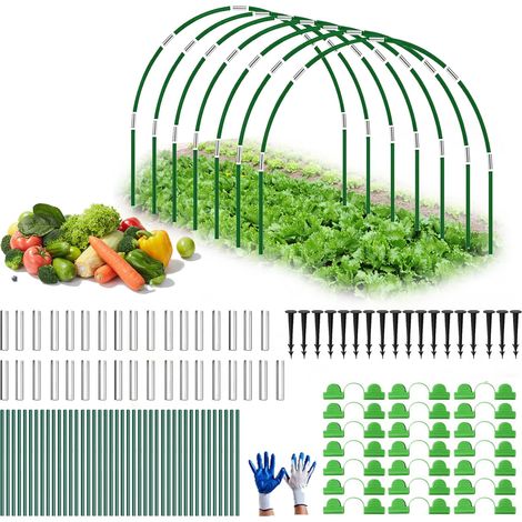 Lot de 42 tunnels en film pour plate-bande surélevée - En fibre de verre - Pneu de serre - Tunnel pour serre - Pour filet de plantes, fruits et légumes (1/5)