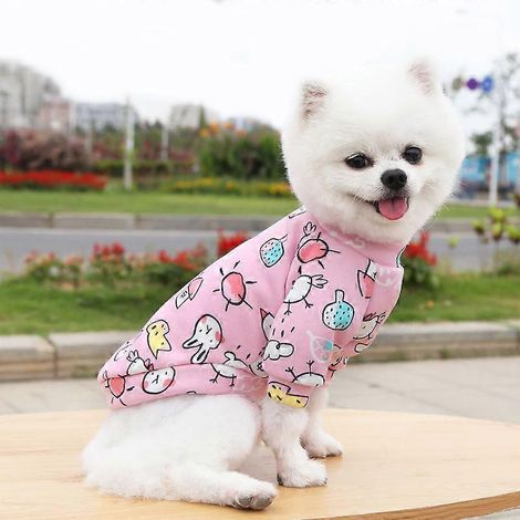 Vêtements pour animaux de compagnie, combinaison-manteau chaud d'hiver imprimé corail pour chiot, vêtements doux et chauds (L, rose) (1/5)