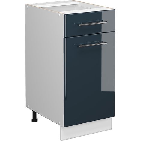 Mobiletto base per cucina Fame-Line, Blu scuro lucido, 40 cm senza piano di lavoro, Vicco