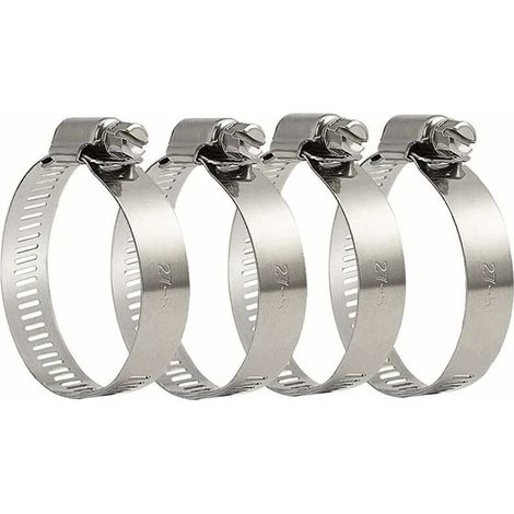 4 Pièces Collier de Serrage Tuyau, Collier de Serrage Tuyau Réglable 27-51 mm, 304 Collier de Serrage Inox, Collier Serrage Métallique, pour tuyau, Home Gaz, Famille Tuyau D'eau, Câble, Robinet, etc (1/4)