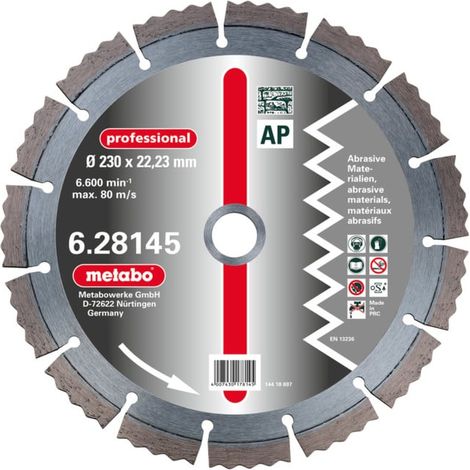 Meule de tronçonnage diamantée, 115 x 2,15 x 22,23 mm, "professional", "AP", abrasive metabo