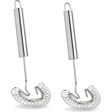 (Argenté)Fouet en Spirale et Fouet pour mélanger, Battre, mousser - 28 cm en Acier Inoxydable - Passe au Lave-Vaisselle (1/5)