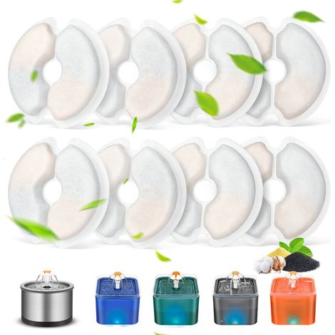 Lot de 8 cartouches filtrantes de rechange pour fontaines à eau pour animaux (rondes avec découpe) – Éponges filtrantes de rechange pour distributeurs d'eau pour chats et chiens (1/5)