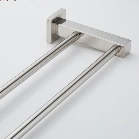 Bardusch-Porte-Serviettes Double 60 cm Barre en Acier Inoxydable Adhsif ou Mural Support Salle de Bain YYV (1/4)